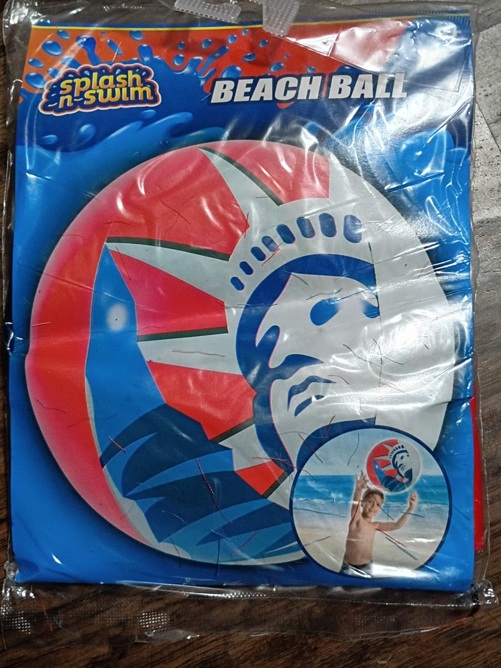 Splash-n-Swim Statue of Liberty 20 in Beach Ball - Red, Blue, White